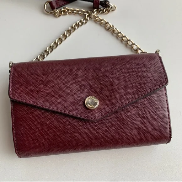 Michael Kors Collection Saffiano Crossbody Wallet Bag Burgundy Red - Picture 4 of 9